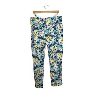 Lands' End Women's Floral Capri Mid-Rise Slim Leg Pant Size 14T Beach Vacation